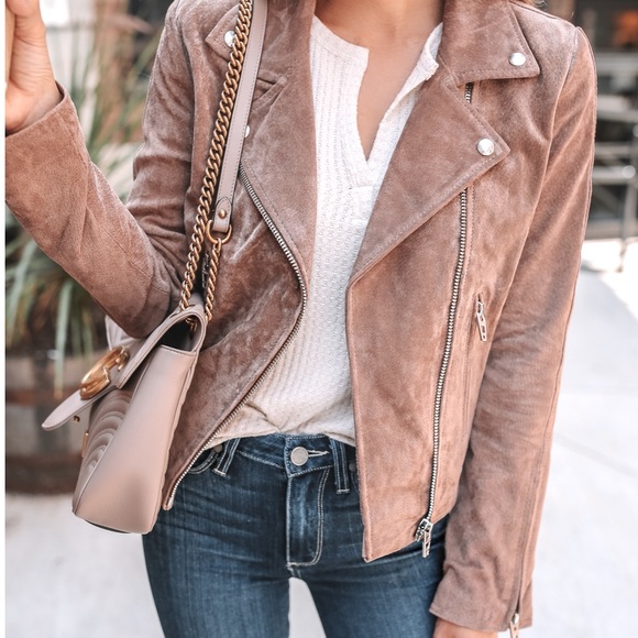 Blank NYC Jackets & Blazers - Blank NYC Tan Suede Moto Jacket